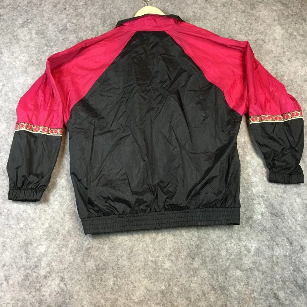 Vintage Windbreaker Jacket L Adult Colorblock 80s 90s Pink Black Nylon Lined